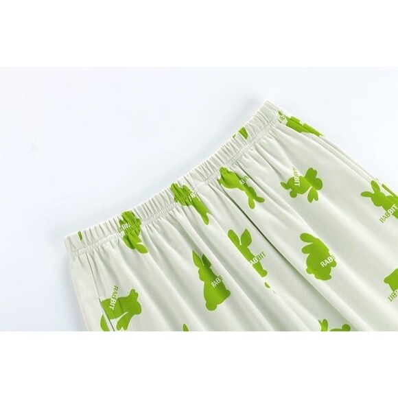 100% Cotton Women Capri Pajama Set 2Pcs Short Sleeve Top Capris pants Sleepwear - Picture 3 of 10